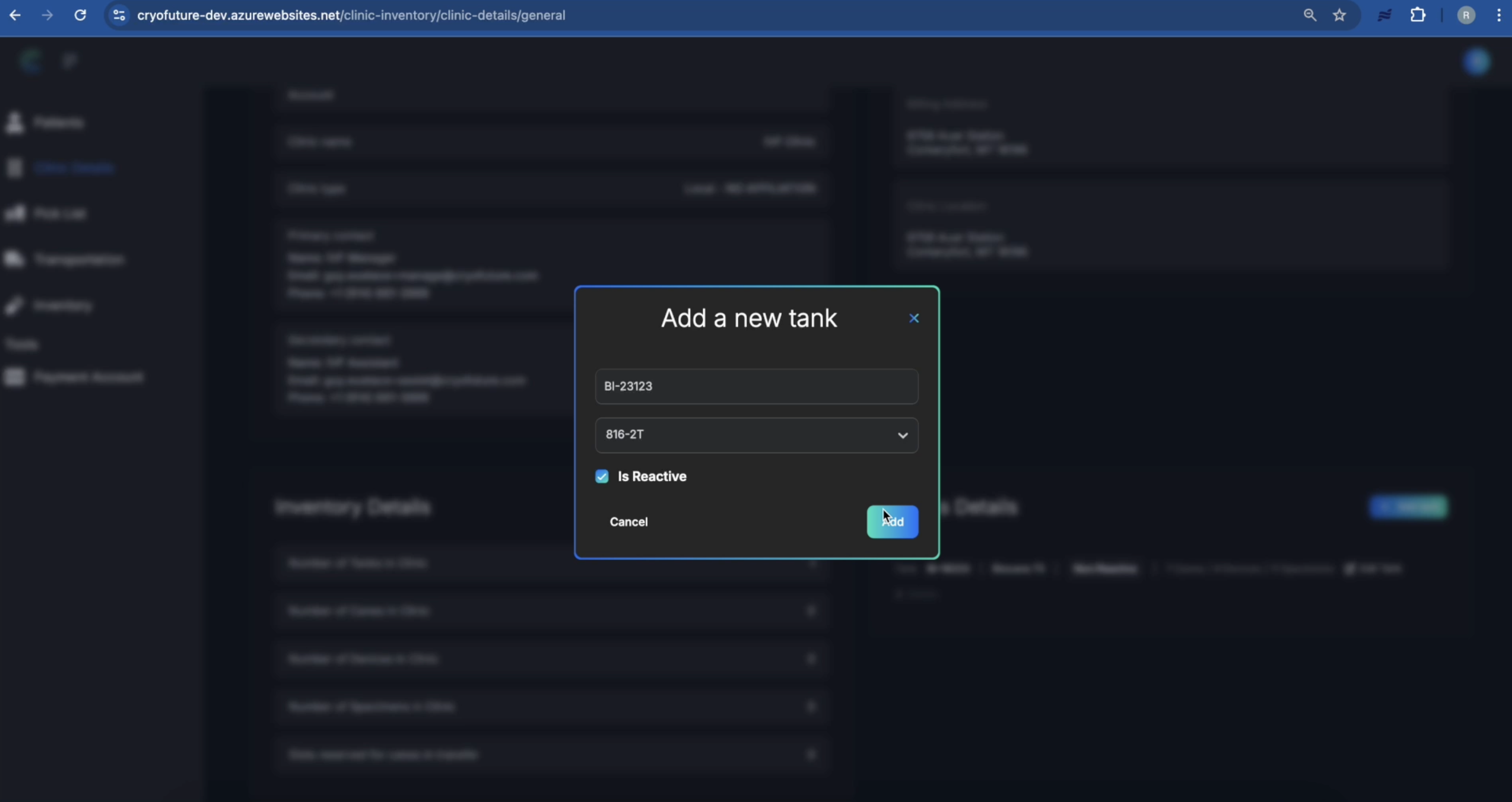 Tank Information Form